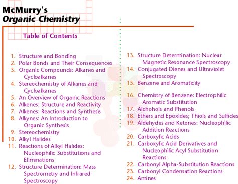 McMurry S Organic Chemistry Table Of Contents