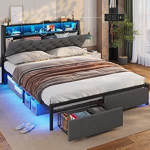 Amazon Bthfst Queen Bed Frame With Charging Station Led Bed Frame