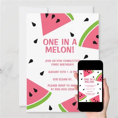 One In A Melon First Birthday Invitation Zazzle