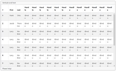 Html Bootstrap 4 Table Responsive Horizontal And Vertical Scroll