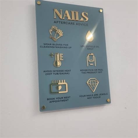 Nail Aftercare Advice Acrylic A3 3d Perspex Wall Sign Beauty Sign