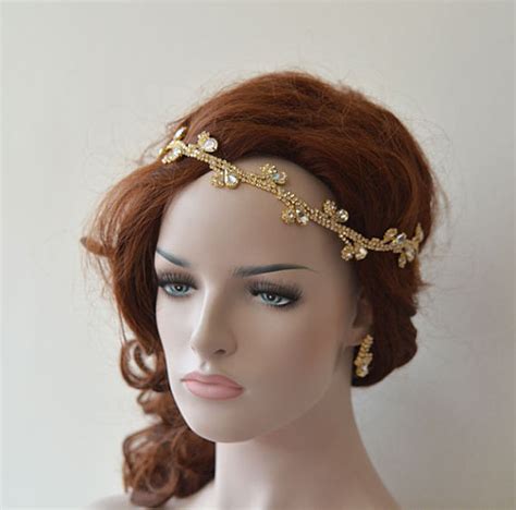 Wedding Gold Rhinestone Headband Bridal Hair Accessory Bridal