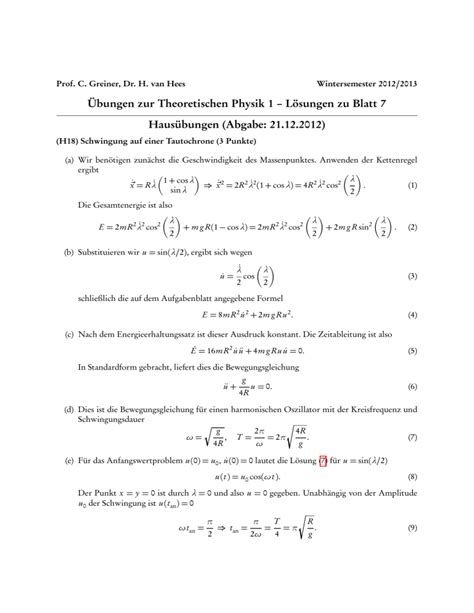 Bungen Zur Theoretischen Physik L Sungen Zu Blatt