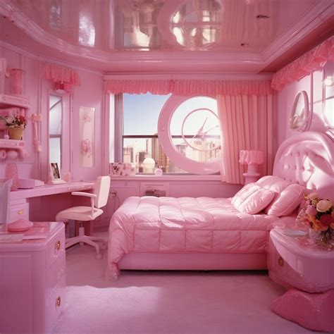 Premium AI Image | A barbie style pink bedroom with no people and pink ...