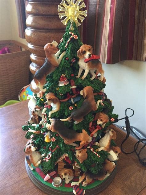 Beautiful Rare Danbury Mint Lighted Beagle Christmas Tree With Original