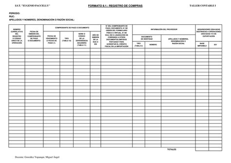 Formato Registro De Compras