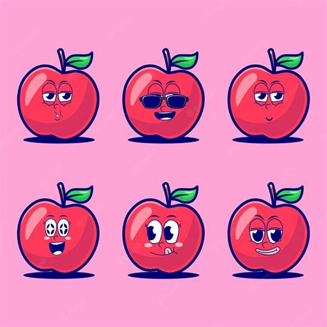 Premium Vector | Vector cartoon emojis of apple