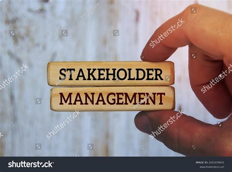 Hand Holding Wooden Blocks Text Stakeholder Stock Photo 2221078931