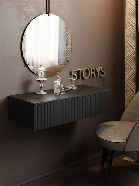 Консоль подвесная Storys Сити Николь 75x18x34 см ЛДСП цвет черный ️ ...
