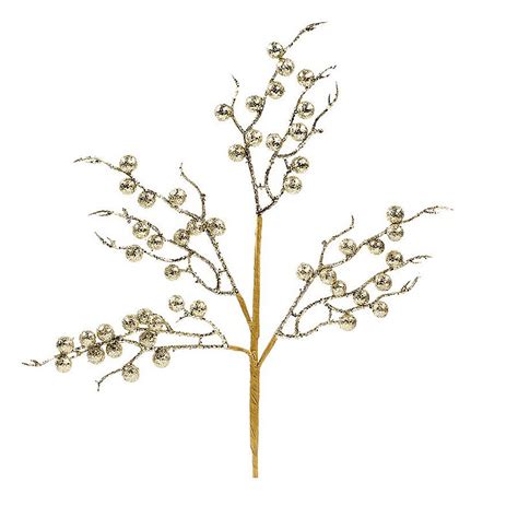 Galho Médio Frutos Nude Glitter 45cm 01 unidade Cromus Natal Rizzo Embalagens Rizzo