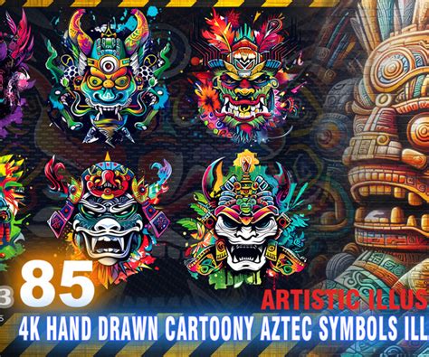 ArtStation - 85 4K HAND DRAWN CARTOONY AZTEC SYMBOLS ILLUSTRATION ...