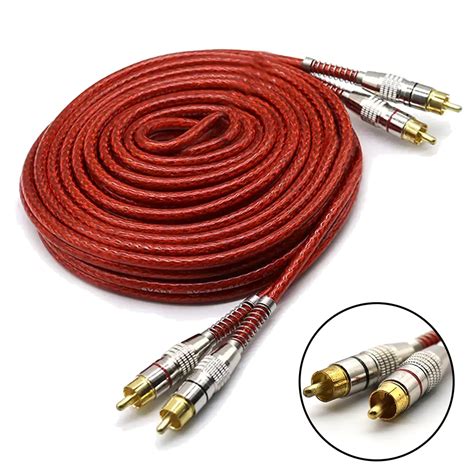 Cabo RCA 5 Metros Dupla Blindagem Plug Metal Cobre Vermelho Original