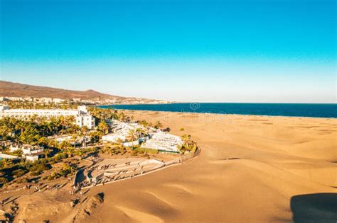 Aerial Maspalomas Dunes View on Gran Canaria Island. Stock Photo ...