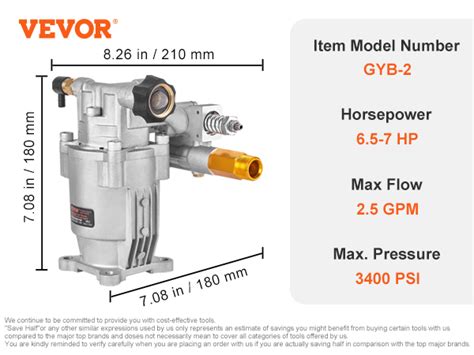 Vevor Pressure Washer Pump 19 Mm Shaft Horizontal 3400 Psi 25gpm Replacement Power Washer