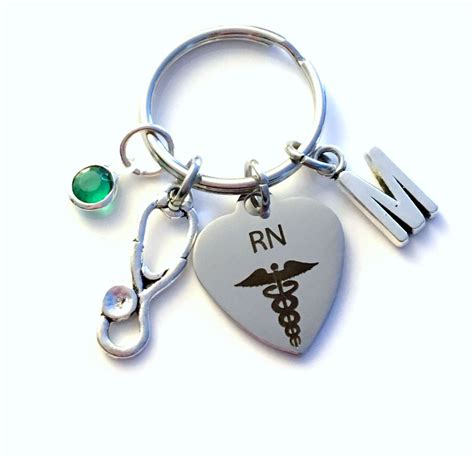 Rn Keychain T For Registered Nurse Key Chain Nursing Etsy