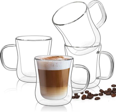 ComSaf Latte Macchiato Gläser Doppelwandige 260ml 4er Set Kaffeetassen