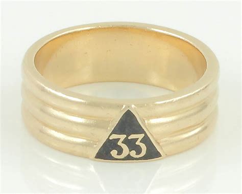 Vintage 33rd Degree Scottish Rite Ring - 10K Yellow Gold Black Enamel ...