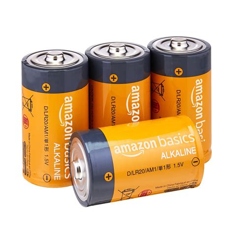 Amazon.com: Amazon Basics 4-Pack D Cell Alkaline Everyday Batteries, 1.5 Volt, 5-Year Shelf Life