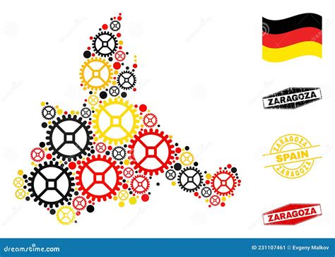 Mechanics Collage Zaragoza Province Map In German Flag Colors And