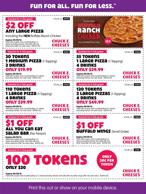 Chuck E Cheese Coupons Printables Silvia Faith