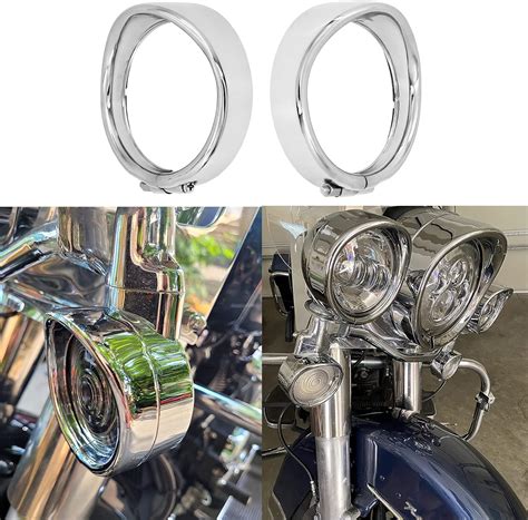 Hdbubalus Chrome Visor Style Turn Signal Trim Ring Cover Fit For Harley