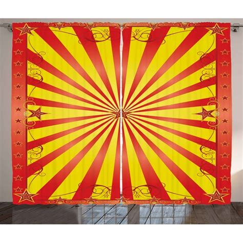 Circus Curtains 2 Panels Set Retro Background With Curves Beams And