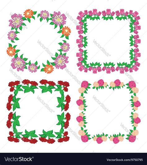 Square Floral Frames Flowers Royalty Free Vector Image