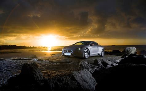 Wallpaper Sunlight Sunset Sea Night Car Reflection Vehicle