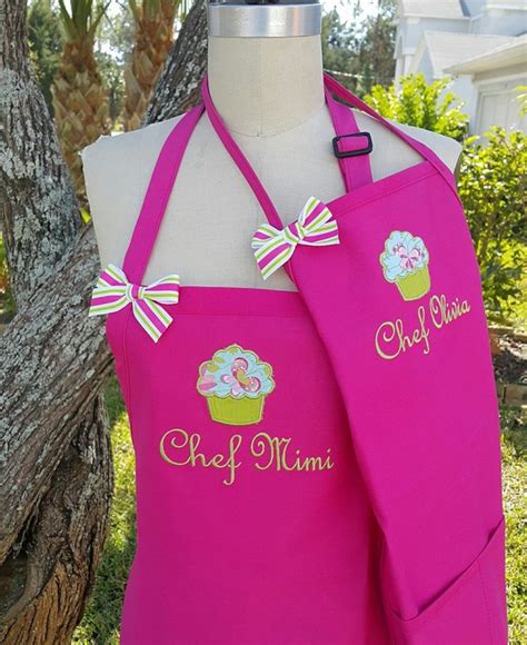 Mommy And Me Personalized Aprons Hot Pink Chef Aprons Etsy