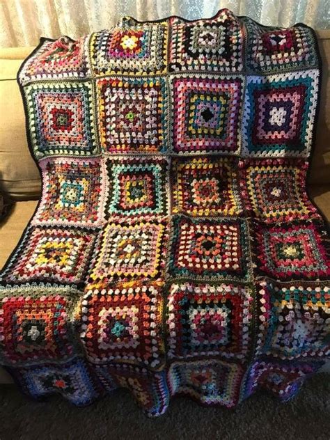 Crochet Scrapghan Granny Square Blanket Throw Quilt Granny Square