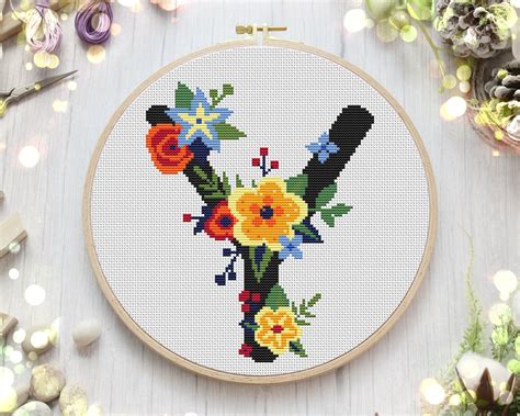 Letter Y Hand Embroidery Design Counted Cross Stitch Pattern | Etsy