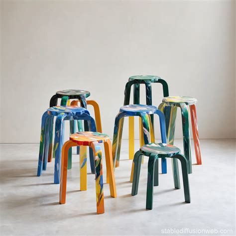 Minimalistic Recycled Plastic Stool | Stable Diffusion Online