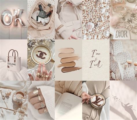 Soft Boujee Wall Collage Kit Aesthetic Nude Neutral Cream Etsy Hot