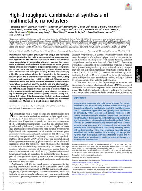 Pdf High Throughput Combinatorial Synthesis Of Multimetallic