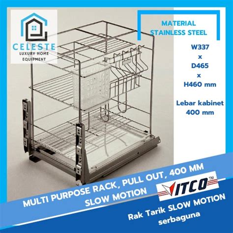 Jual VITCO Multipurpose Rack Slow Motion Rak Tarik Dapur Stainless