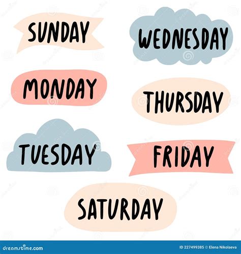 Days Of The Week Lettering With Bubbles Stock Vector Illustration Of