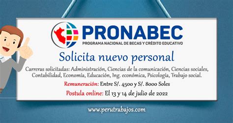 PRONABEC 4 PLAZAS Empleos 2022