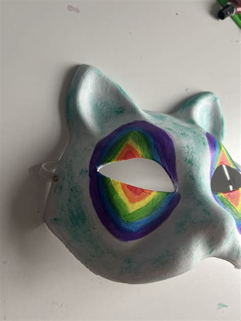 Teal And Rainbow Clown Therian Cat Mask Therian Mask For Fox Etsy