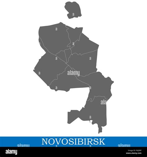 high quality map novosibirsk city russia borders districts stock vector
