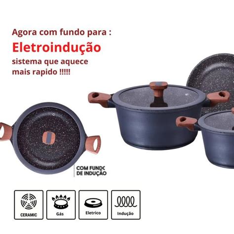 Conjunto De Panelas Antiaderente Cer Mica Fog O Cooktop Indu O Pe As