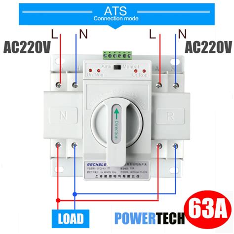 Power Automatic Transfer Switch 2P63Aสวตซสลบแหลงจายไฟ ATS