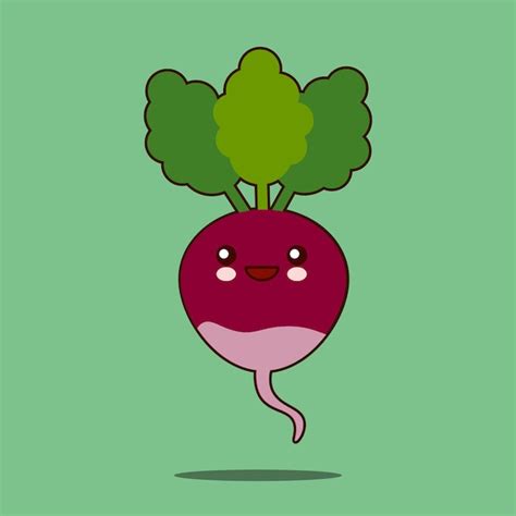 Personnage De Dessin Animé Mignon Légume Betterave Avec Feuilles Icône