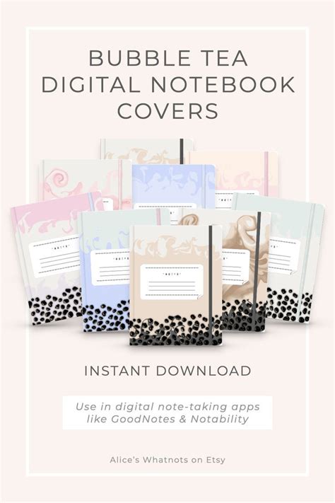 Bubble Tea Digital Notebook Covers Goodnotes And Notability