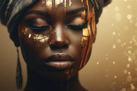 Premium Ai Image Creative Portrait Of Black Woman Stylish Fashion Concept With African