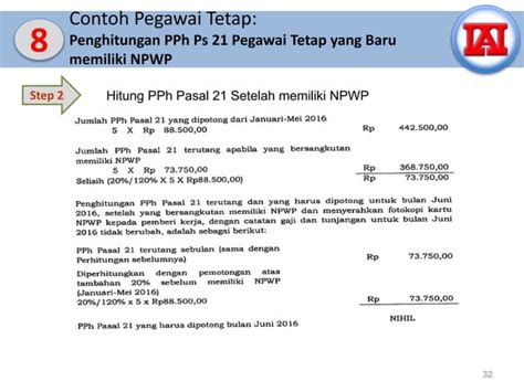 Contoh Perhitungan Pph Pasal Pegawai Tetap Pptx