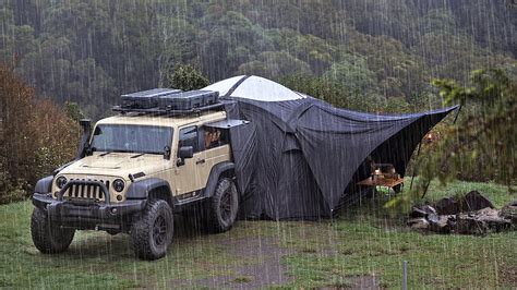 Exploring The Serenity Of Car Tent Camping In Rain And Storm A Solo