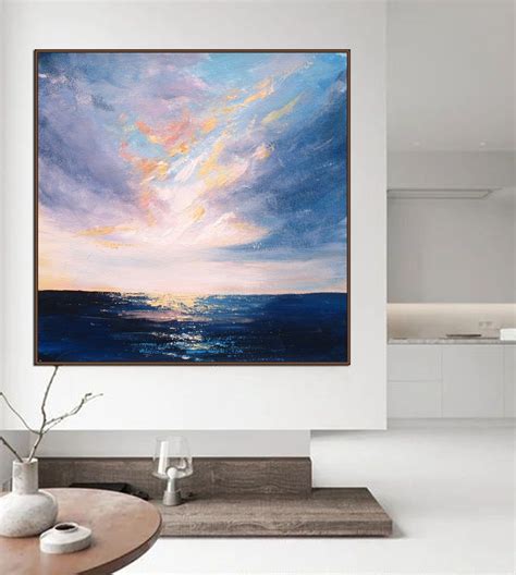 Large Canvas Painting Abstract Painting Original Blue Painting Etsy