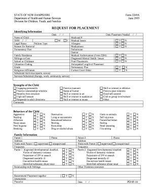 Fillable Online Dhhs Nh Nh Placement Form Fax Email Print Pdffiller