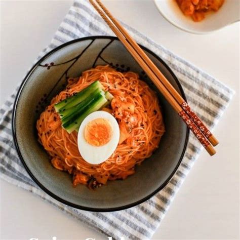 Spicy Cold Kimchi Noodles Recipe Kimchi Noodles Korean Kitchen