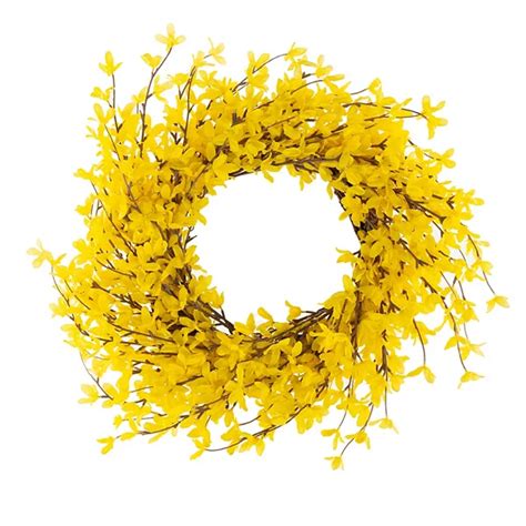 Pure Garden Artificial Yellow Forsythia Wreath